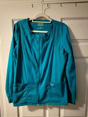 Cherokee Teal Zip-Front Scrub Warm Up Jacket